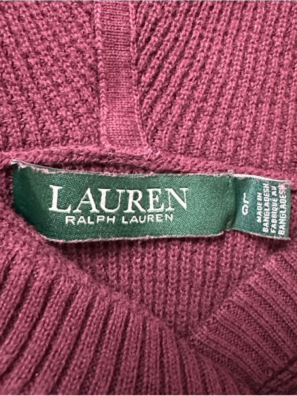 Lauren Ralph Lauren 100% Cotton Plum waffle Knit Hooded Sweater - Picture 2 of 13